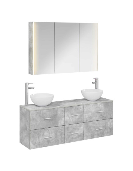 Set di mobili per il bagno 4 pcs Grigio Cemento