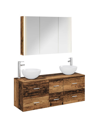 Set di mobili per il bagno 4 pcs Legno antico
