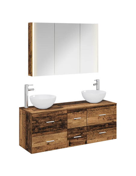 Set di mobili per il bagno 4 pcs Legno antico