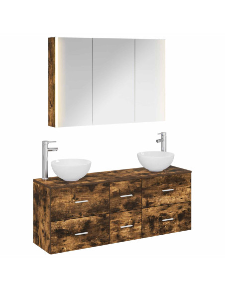 Set di mobili per il bagno 4 pcs Rovere Fumo