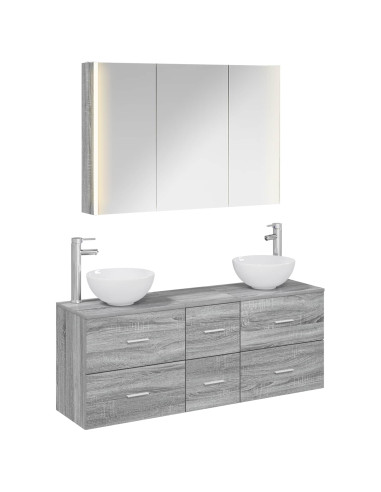 Set di mobili per il bagno 4 pcs Sonoma grigio