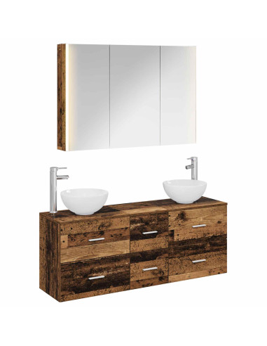 Set di mobili per il bagno 4 pcs Legno antico