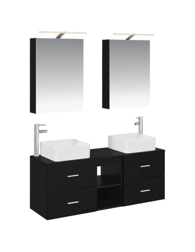 Set di mobili per il bagno 5 pcs Rovere Nero