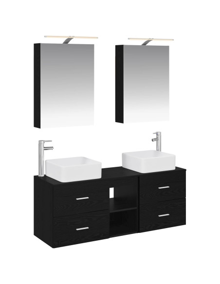 Set di mobili per il bagno 5 pcs Rovere Nero