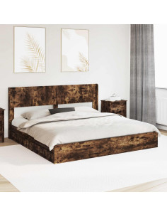 Struttura del letto con stoccaggio e testata Rovere Fumo
