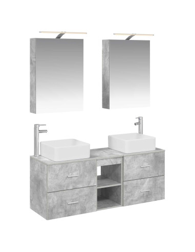 Set di mobili per il bagno 5 pcs Grigio Cemento