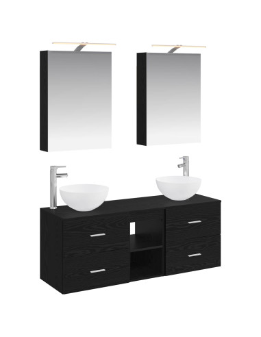 Set di mobili per il bagno 5 pcs Rovere Nero