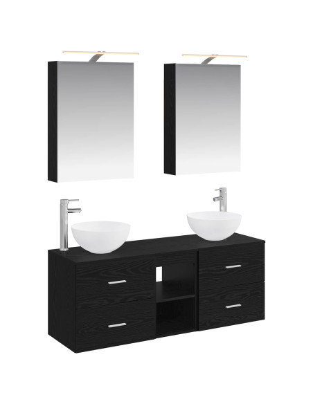 Set di mobili per il bagno 5 pcs Rovere Nero
