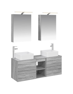 Set di mobili per il bagno 5 pcs Sonoma grigio