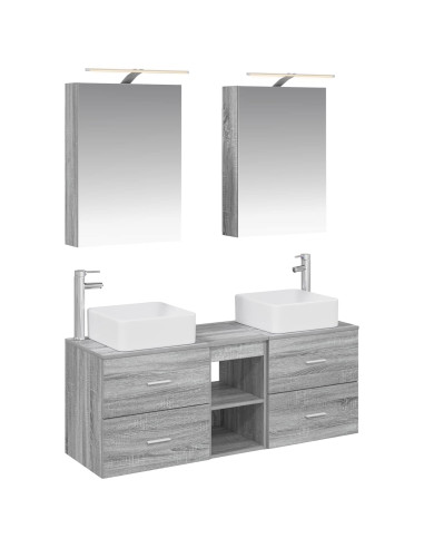Set di mobili per il bagno 5 pcs Sonoma grigio