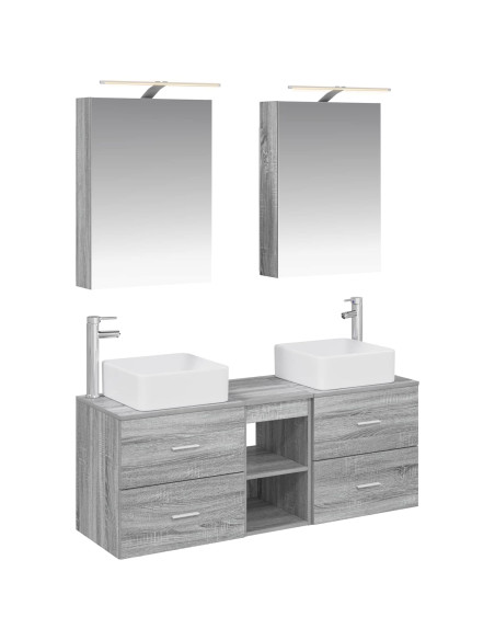 Set di mobili per il bagno 5 pcs Sonoma grigio