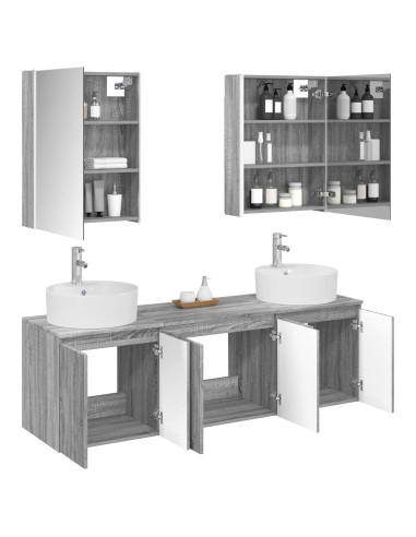 Set di Armadi da Bagno 5 pcs Sonoma grigio Legno ingegnerizzato