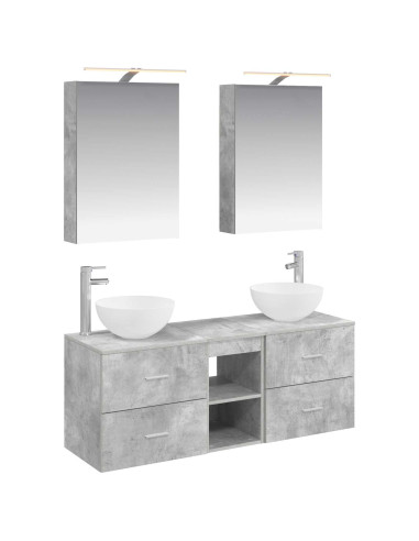 Set di mobili per il bagno 5 pcs Grigio Cemento