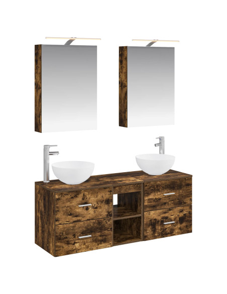 Set di mobili per il bagno 5 pcs Rovere Fumo