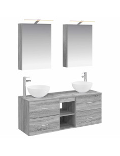 Set di mobili per il bagno 5 pcs Sonoma grigio