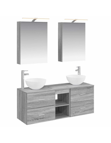 Set di mobili per il bagno 5 pcs Sonoma grigio