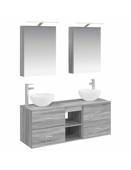 Set di mobili per il bagno 5 pcs Sonoma grigio