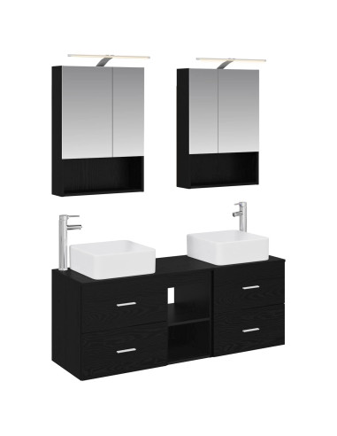 Set di mobili per il bagno 5 pcs Rovere Nero