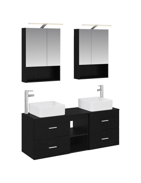 Set di mobili per il bagno 5 pcs Rovere Nero