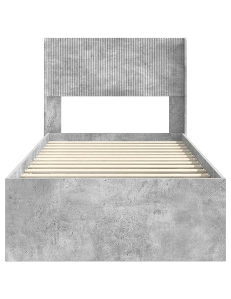 Struttura del letto con stoccaggio e testata Grigio Cemento