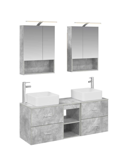 Set di mobili per il bagno 5 pcs Grigio Cemento