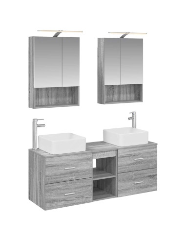 Set di mobili per il bagno 5 pcs Sonoma grigio