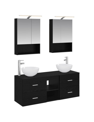 Set di mobili per il bagno 5 pcs Rovere Nero