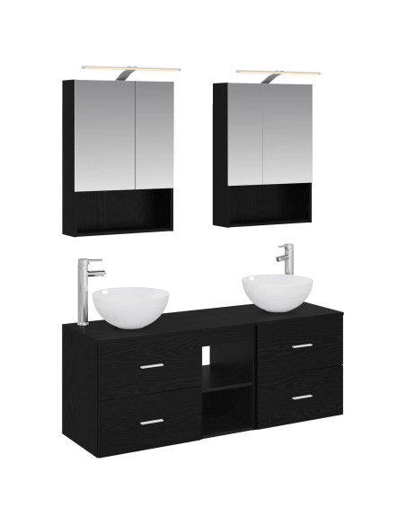 Set di mobili per il bagno 5 pcs Rovere Nero