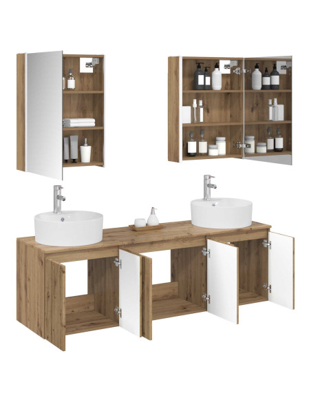 Set di Armadi da Bagno 5 pcs Rovere Artigianale