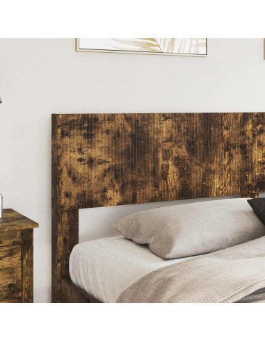 Struttura del letto con stoccaggio e testata Rovere Fumo