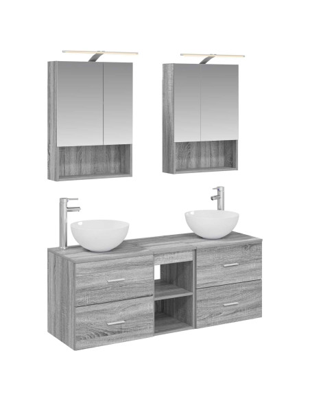 Set di mobili per il bagno 5 pcs Sonoma grigio