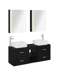 Set di mobili per il bagno 5 pcs Rovere Nero