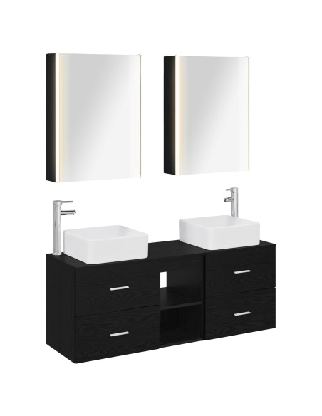 Set di mobili per il bagno 5 pcs Rovere Nero
