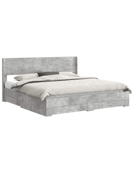 Struttura del letto con stoccaggio e testata Grigio Cemento