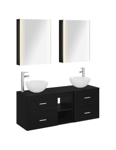Set di mobili per il bagno 5 pcs Rovere Nero