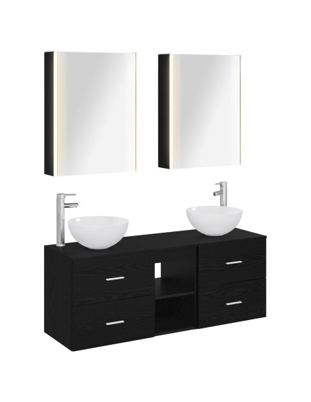 Set di mobili per il bagno 5 pcs Rovere Nero