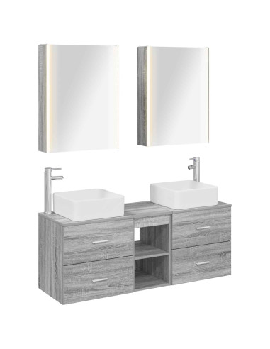 Set di mobili per il bagno 5 pcs Sonoma grigio