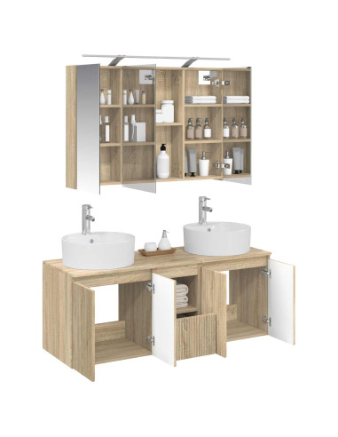 Set di Armadi da Bagno 4 pcs Rovere Sonoma Legno ingegnerizzato