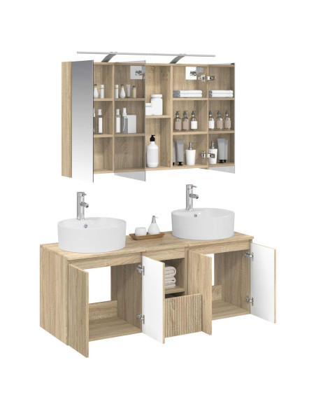 Set di Armadi da Bagno 4 pcs Rovere Sonoma Legno ingegnerizzato