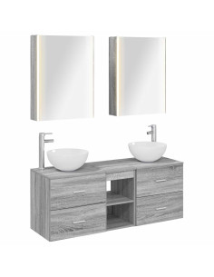 Set di mobili per il bagno 5 pcs Sonoma grigio