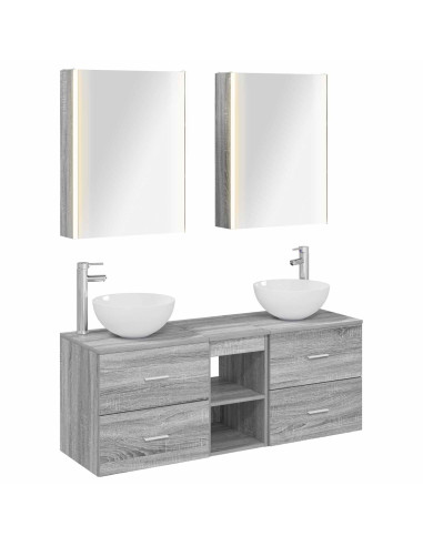 Set di mobili per il bagno 5 pcs Sonoma grigio