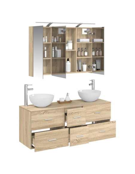 Set di mobili per il bagno 4 pcs Rovere Sonoma