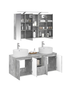 Set di Armadi da Bagno 4 pcs Grigio Cemento 2
