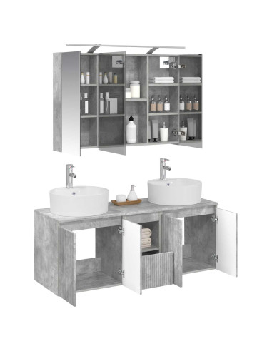 Set di Armadi da Bagno 4 pcs Grigio Cemento