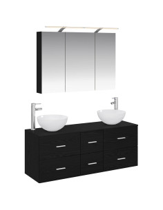 Set di mobili per il bagno 4 pcs Rovere Nero