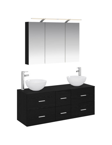 Set di mobili per il bagno 4 pcs Rovere Nero