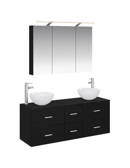 Set di mobili per il bagno 4 pcs Rovere Nero