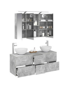 Set di mobili per il bagno 4 pcs Grigio Cemento 2