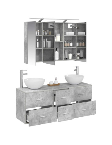Set di mobili per il bagno 4 pcs Grigio Cemento