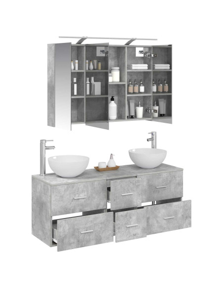 Set di mobili per il bagno 4 pcs Grigio Cemento